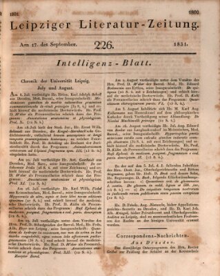 Leipziger Literaturzeitung Samstag 17. September 1831