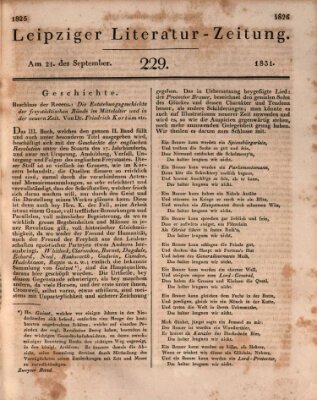 Leipziger Literaturzeitung Mittwoch 21. September 1831