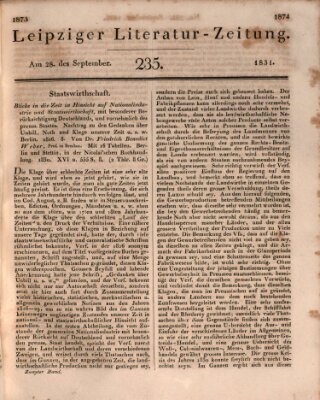 Leipziger Literaturzeitung Mittwoch 28. September 1831