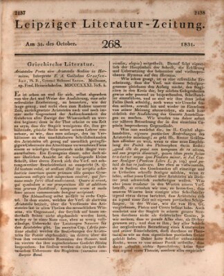 Leipziger Literaturzeitung Montag 31. Oktober 1831