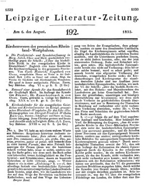 Leipziger Literaturzeitung Montag 6. August 1832