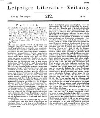 Leipziger Literaturzeitung Mittwoch 29. August 1832