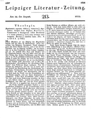 Leipziger Literaturzeitung Donnerstag 30. August 1832