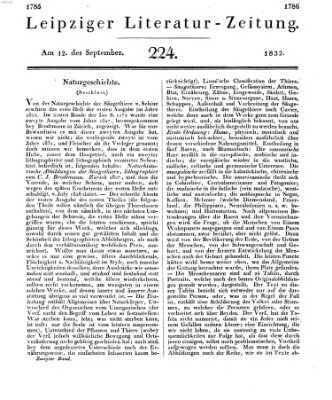 Leipziger Literaturzeitung Mittwoch 12. September 1832