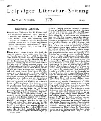 Leipziger Literaturzeitung Mittwoch 7. November 1832