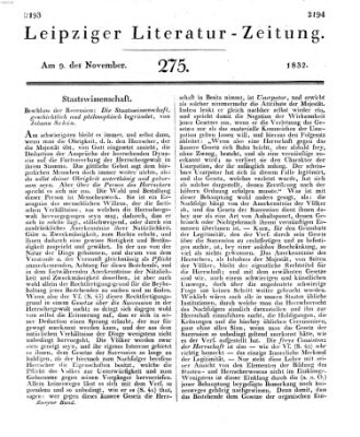 Leipziger Literaturzeitung Freitag 9. November 1832