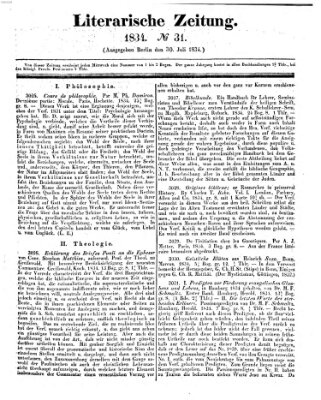 Literarische Zeitung Mittwoch 30. Juli 1834