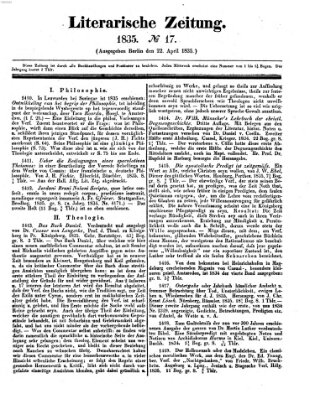 Literarische Zeitung Mittwoch 22. April 1835