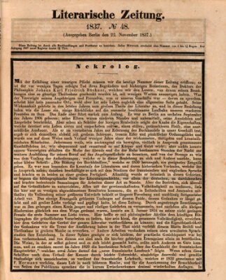 Literarische Zeitung Mittwoch 22. November 1837