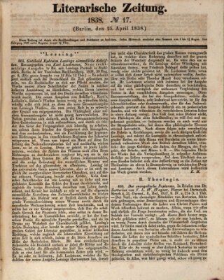 Literarische Zeitung Mittwoch 25. April 1838
