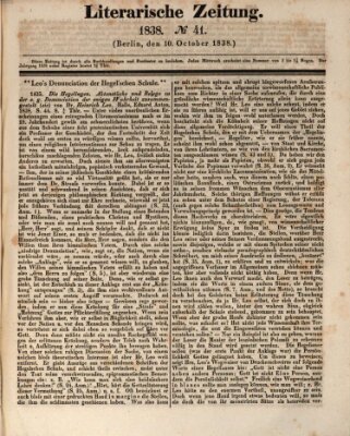 Literarische Zeitung Mittwoch 10. Oktober 1838