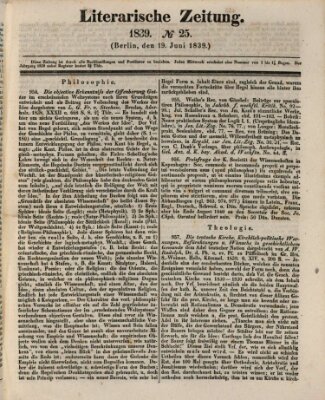 Literarische Zeitung Mittwoch 19. Juni 1839