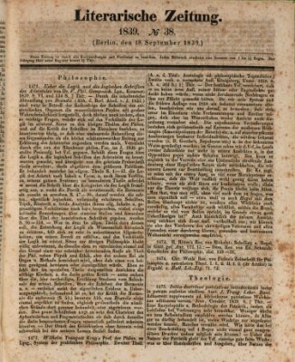 Literarische Zeitung Mittwoch 18. September 1839