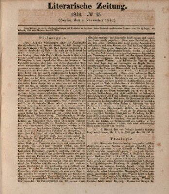 Literarische Zeitung Mittwoch 4. November 1840