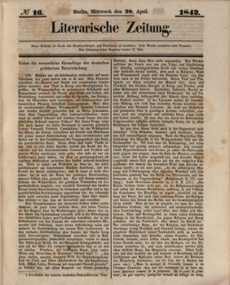 Literarische Zeitung Mittwoch 20. April 1842