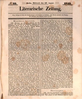 Literarische Zeitung Mittwoch 17. August 1842