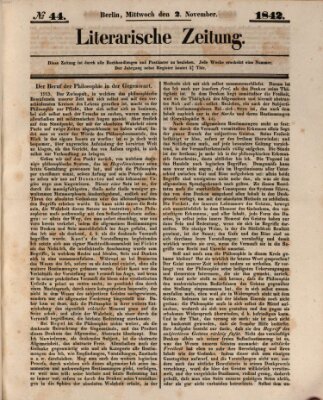 Literarische Zeitung Mittwoch 2. November 1842