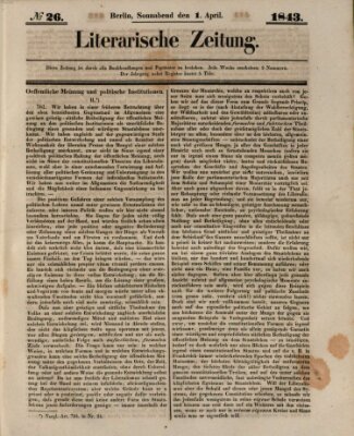 Literarische Zeitung Samstag 1. April 1843