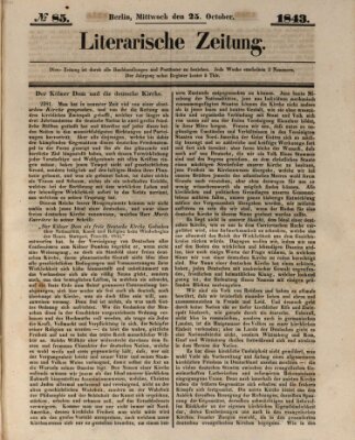Literarische Zeitung Mittwoch 25. Oktober 1843