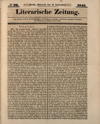Literarische Zeitung Mittwoch 3. September 1845