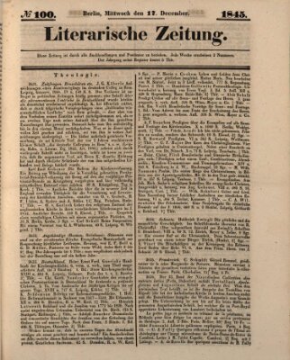 Literarische Zeitung Mittwoch 17. Dezember 1845