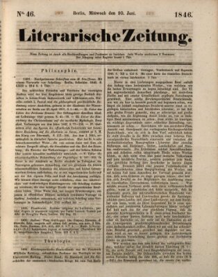 Literarische Zeitung Mittwoch 10. Juni 1846