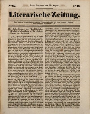 Literarische Zeitung Samstag 22. August 1846