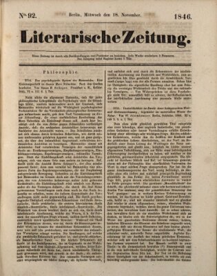 Literarische Zeitung Mittwoch 18. November 1846