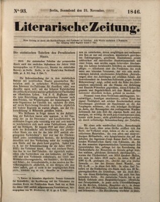 Literarische Zeitung Samstag 21. November 1846