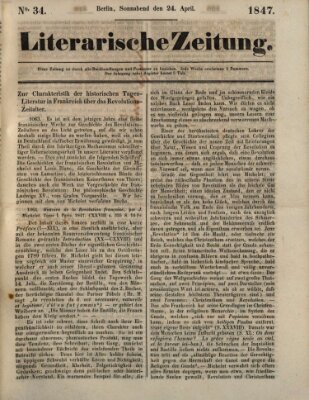 Literarische Zeitung Samstag 24. April 1847