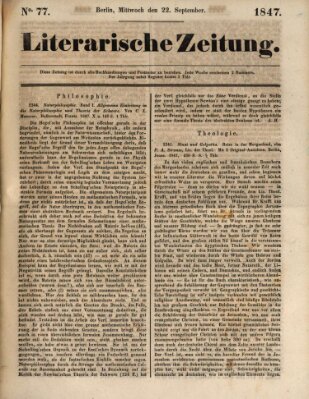 Literarische Zeitung Mittwoch 22. September 1847