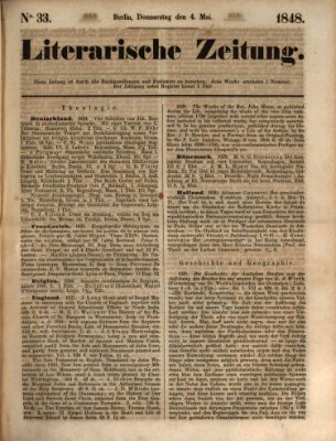 Literarische Zeitung Donnerstag 4. Mai 1848