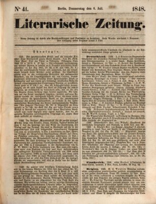 Literarische Zeitung Donnerstag 6. Juli 1848