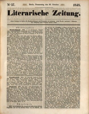 Literarische Zeitung Donnerstag 26. Oktober 1848