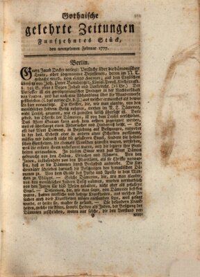 Gothaische gelehrte Zeitungen Mittwoch 19. Februar 1777