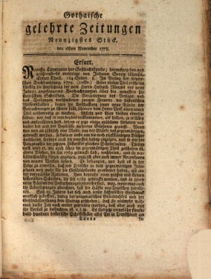 Gothaische gelehrte Zeitungen Mittwoch 11. November 1778