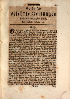 Gothaische gelehrte Zeitungen Mittwoch 14. Juli 1779