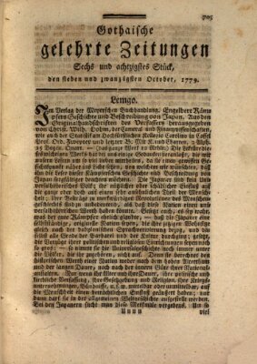Gothaische gelehrte Zeitungen Mittwoch 27. Oktober 1779