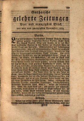 Gothaische gelehrte Zeitungen Mittwoch 24. November 1779