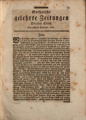 Gothaische gelehrte Zeitungen Samstag 8. Januar 1780