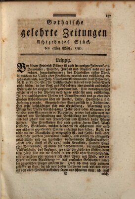 Gothaische gelehrte Zeitungen Mittwoch 1. März 1780