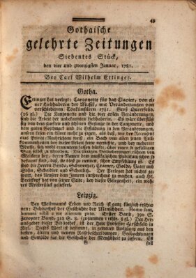 Gothaische gelehrte Zeitungen Mittwoch 24. Januar 1781