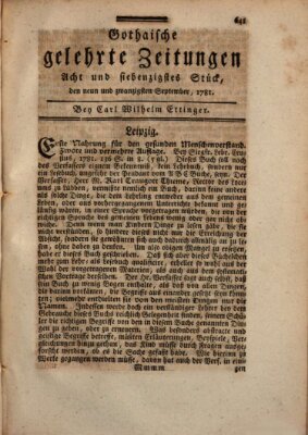 Gothaische gelehrte Zeitungen Samstag 29. September 1781