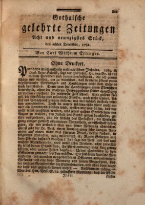 Gothaische gelehrte Zeitungen Samstag 8. Dezember 1781