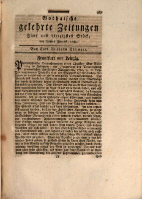 Gothaische gelehrte Zeitungen Mittwoch 5. Juni 1782