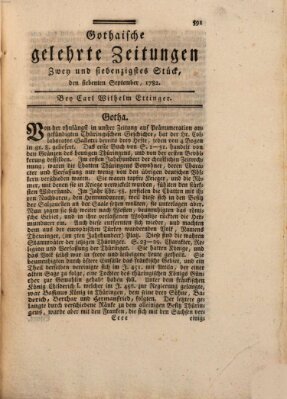Gothaische gelehrte Zeitungen Samstag 7. September 1782