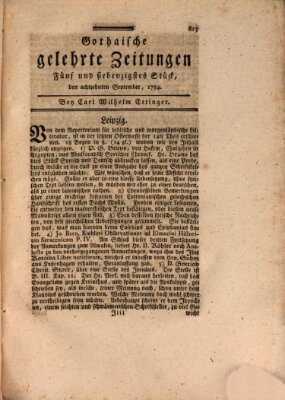 Gothaische gelehrte Zeitungen Samstag 18. September 1784