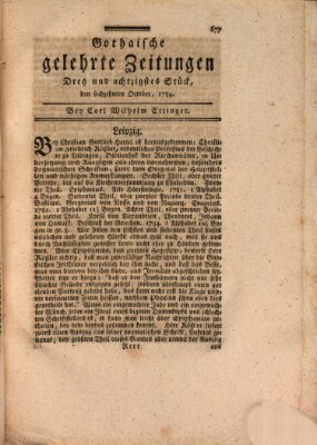 Gothaische gelehrte Zeitungen Samstag 16. Oktober 1784