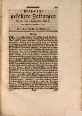 Gothaische gelehrte Zeitungen Samstag 6. November 1784