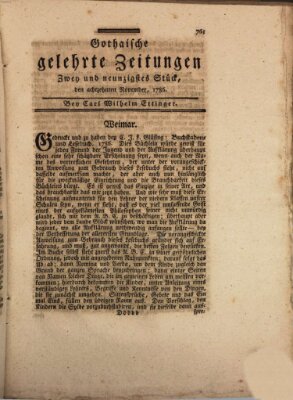 Gothaische gelehrte Zeitungen Samstag 18. November 1786